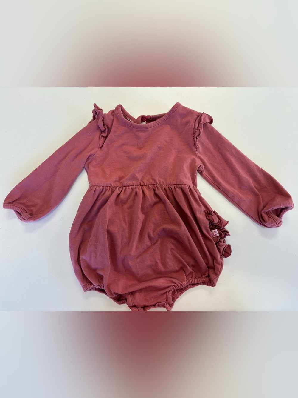 Mauve Pink Ruffle butts Long-Sleeve Baby Romper